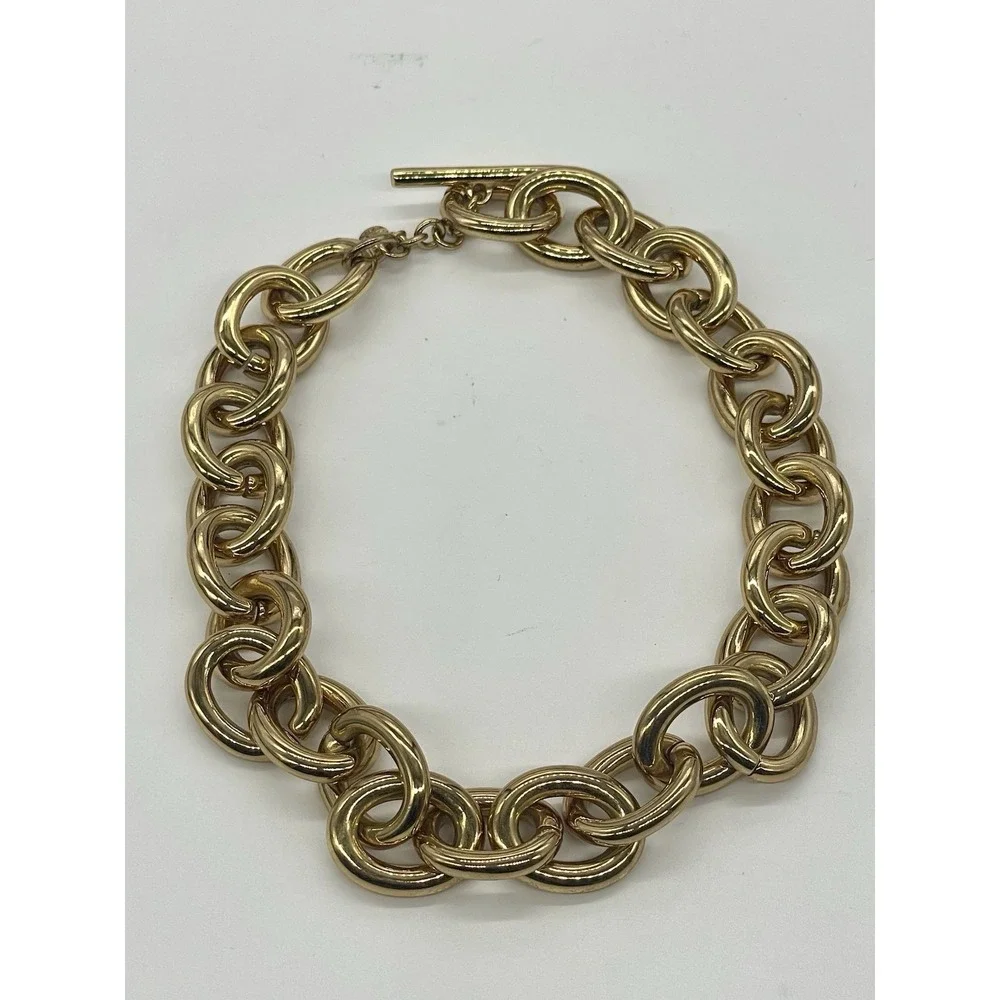 J. Crew Chunky Shiny Gold-Tone Circle Link Necklace 19